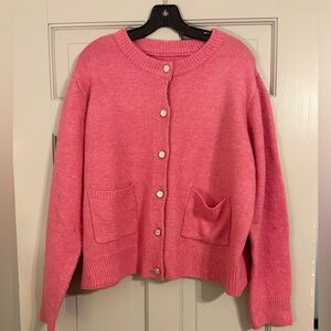 Pink Button-Up Women's Sweater